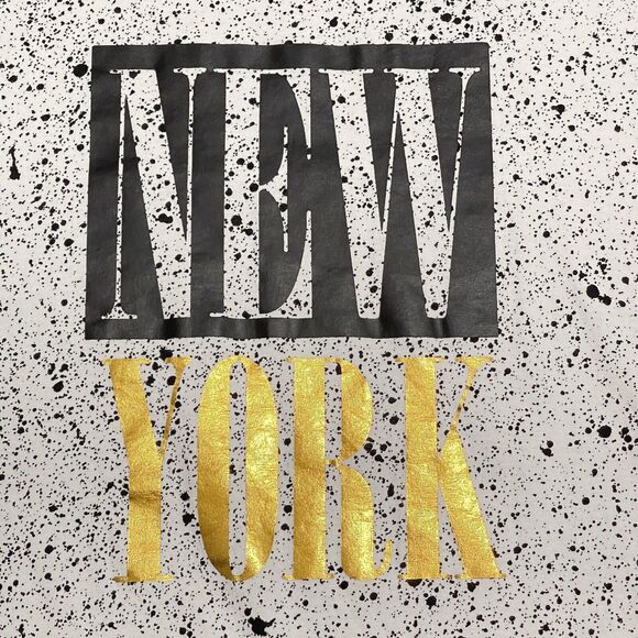 New York Shirt Men Medium White Gold Dalmatian Splatter NYC Upstanders Slim Fit - Picture 2 of 9